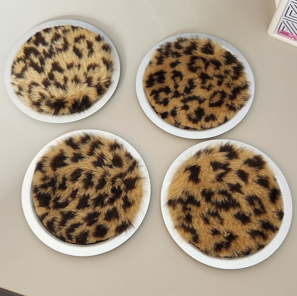 1997 Leopard Print Faux Fur Coasters